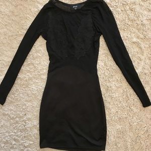 Nasty Gal XXS Tight Bodycon Black Sheer Dress